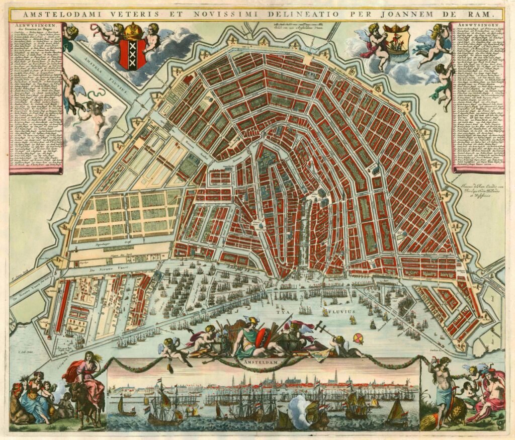 Exact Drawing of Old and New Amsterdam (Map) 1699-1706 by Frederik de Wit